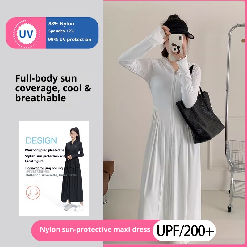 ActiveGo ActiveGo Nylon Xiangxiu stesso stile coreano corpo intero UV protezione solare lunga abbigliamento con cappuccio_voghion.com