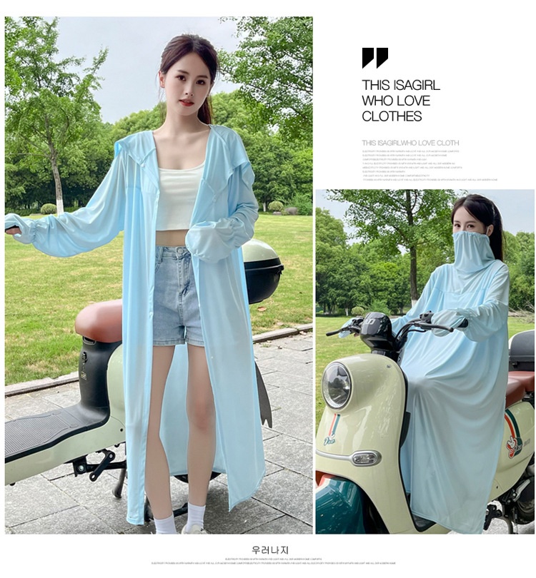 Abbigliamento protettivo per moto elettrica ActiveGo ActiveGo da donna, capospalla lungo, antivento e antisole, maglietta anti-esposizione al sole da donna_voghion.com