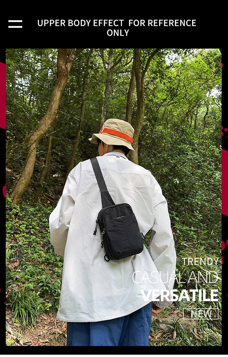 001 Einseitige Brusttasche für Herren, koreanische Version, lässiger Handy- und Münzbeutel im Instagram-Stil, geeignet für Radfahren, Wandern und andere Sportarten, kleine Herrengröße_voghion.com