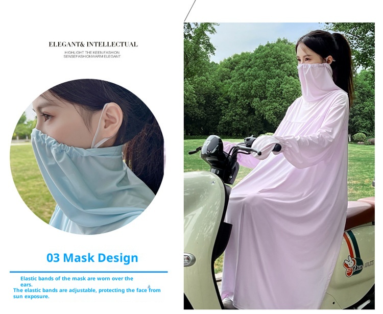 Abbigliamento protettivo per moto elettrica ActiveGo ActiveGo da donna, capospalla lungo, antivento e antisole, maglietta anti-esposizione al sole da donna_voghion.com