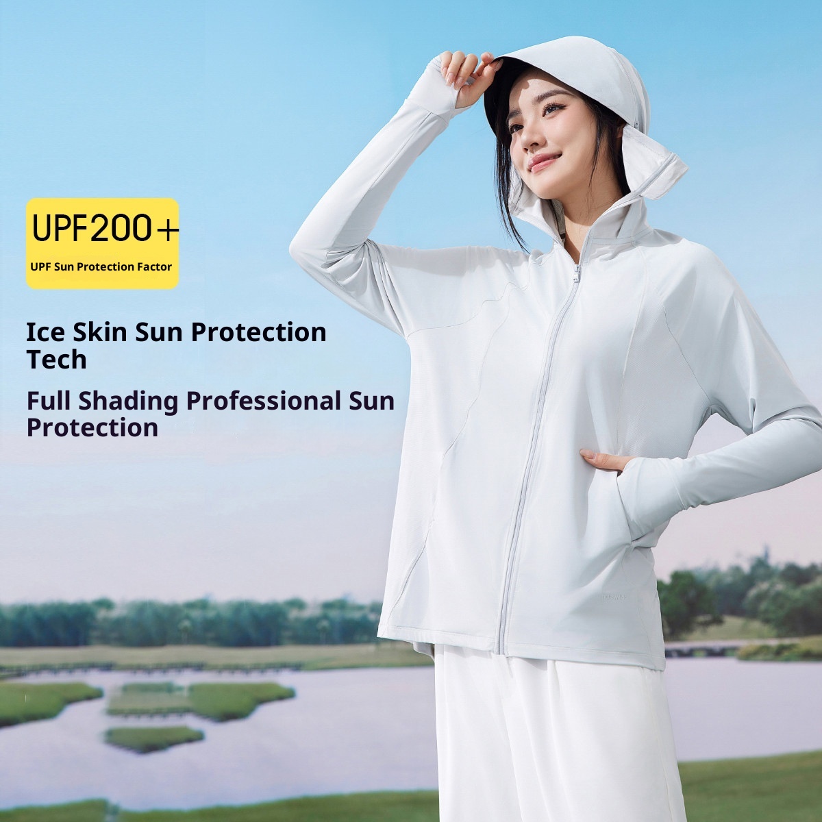 ActiveGo ActiveGo Nuovo abbigliamento outdoor da donna, giacca lunga con protezione solare UV in seta ghiacciata, cappotto estivo sottile con protezione solare per donna_voghion.com