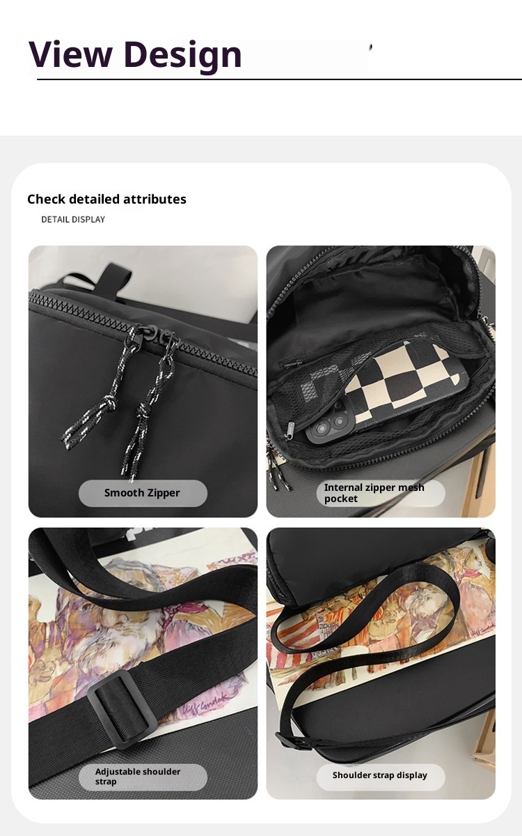 001 2024 Nuevo bolso bandolera pequeño y sencillo, estilo deportivo, informal y moderno de estilo coreano._voghion.com