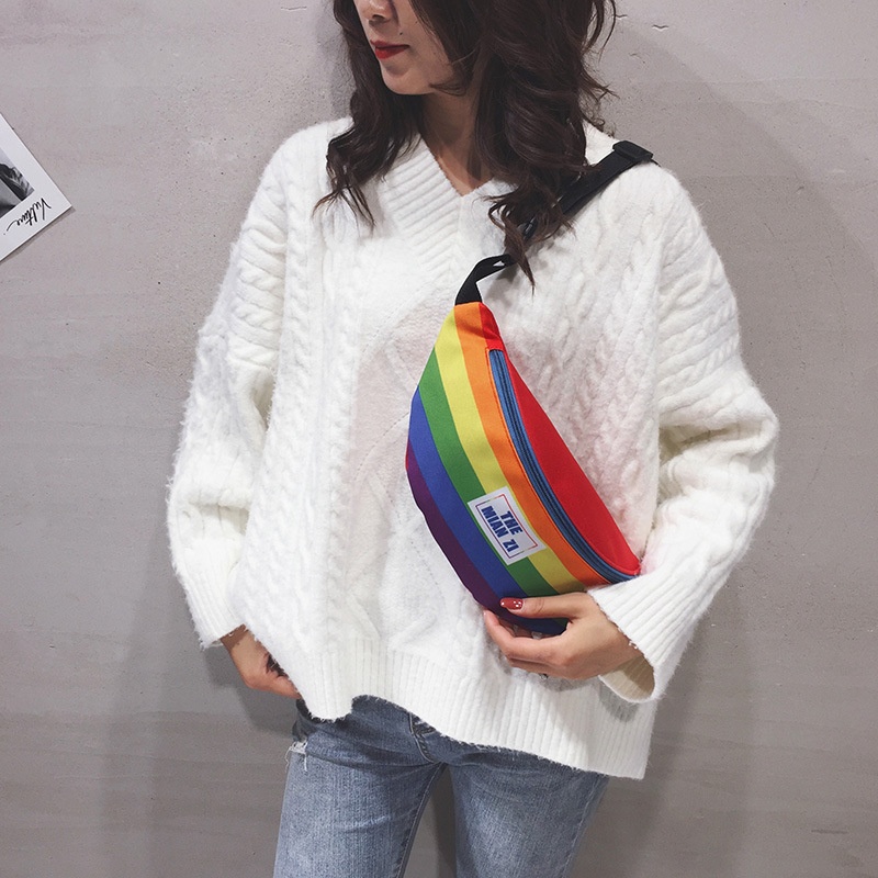 001 2023 New Trendy Casual Women's Chest Rainbow Artistic Fashion Waist Cute Girl Shoulder Bag_voghion.com