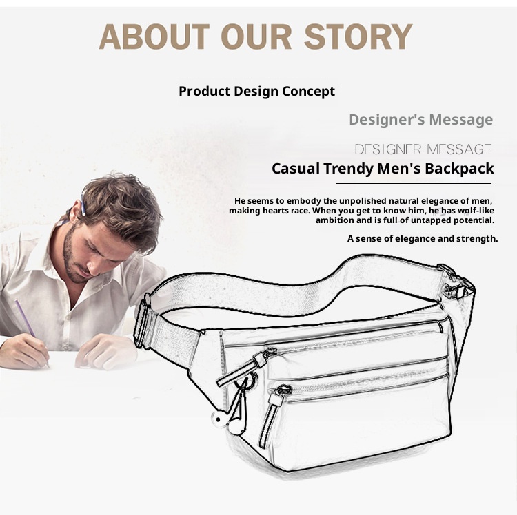 001 Bolso bandolera unisex de estilo informal de negocios, sencillo y con personalidad, ideal para actividades al aire libre, ciclismo y como bolso de cintura._voghion.com