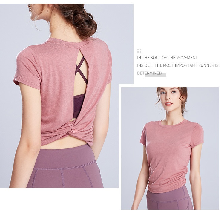 ActiveGo Sring Cover-U Short Sleeve Quick-Dry Shirt Wear T-Shirt For Women Euroean And American Fitness Yoga Outdoor Sorts_voghion.com