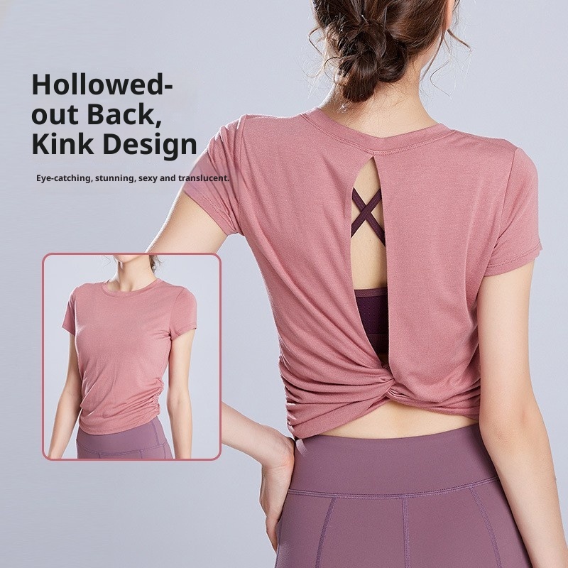 ActiveGo Sring Cover-U Short Sleeve Quick-Dry Shirt Wear T-Shirt For Women Euroean And American Fitness Yoga Outdoor Sorts_voghion.com