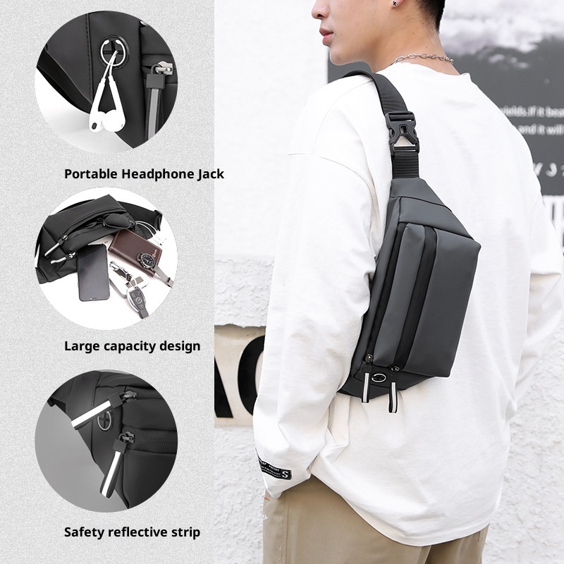 001 Bolso bandolera unisex de estilo informal de negocios, sencillo y con personalidad, ideal para actividades al aire libre, ciclismo y como bolso de cintura._voghion.com