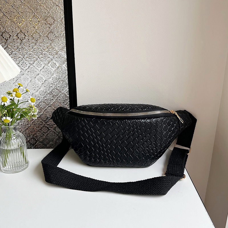 001 2024 New Retro PU Woven Waist Trendy Versatile Single Shoulder Crossbody Women's Chest Bag_voghion.com