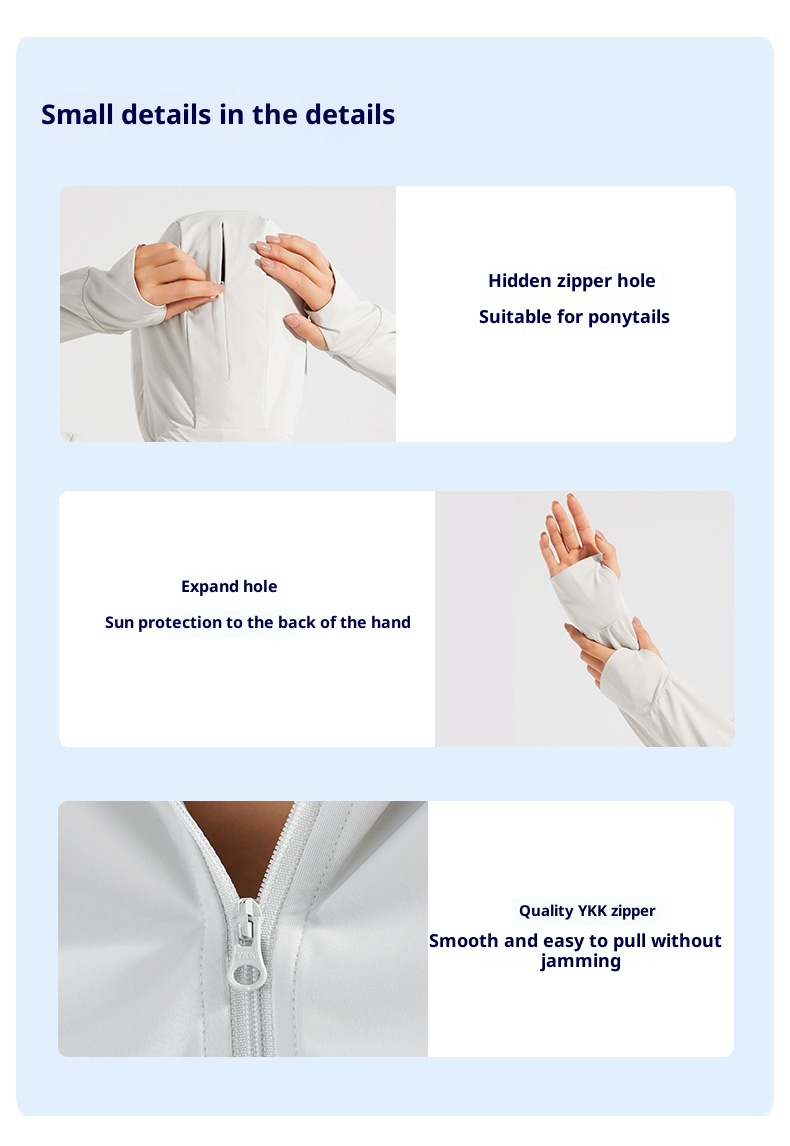 ActiveGo Yunduo Original YKK Zipper Large Brim Cloak Coat Ice Silk Abbigliamento protettivo solare UV per donna_voghion.com