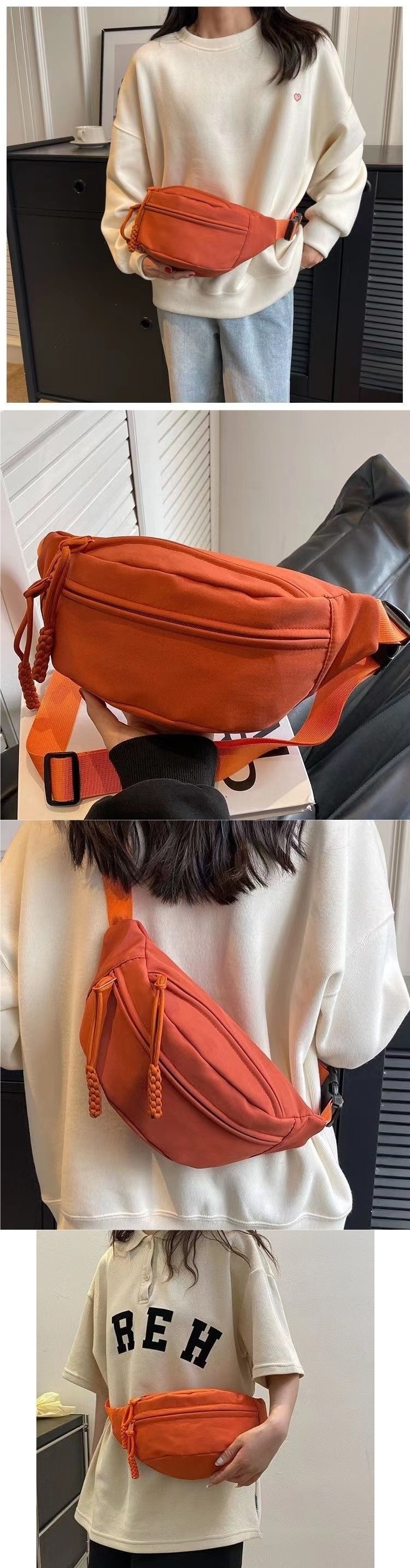001 INS Crossbody Vintage Chest Solid Color Small Versatile Girl Student Shoulder Women Waist Bag Ladies Niche_voghion.com