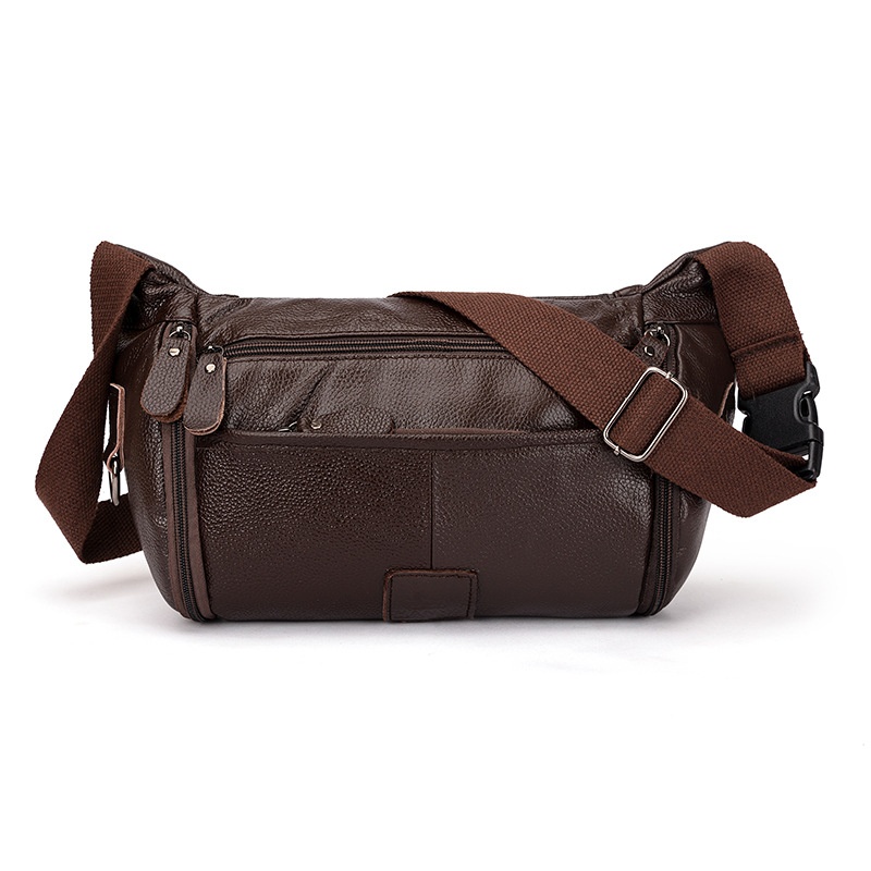001 HANHOO Fashion Genuine Leather Waist Outdoor Casual Multi-Functional Crossbody Chest Large Capacity Top Layer Cowhide_voghion.com