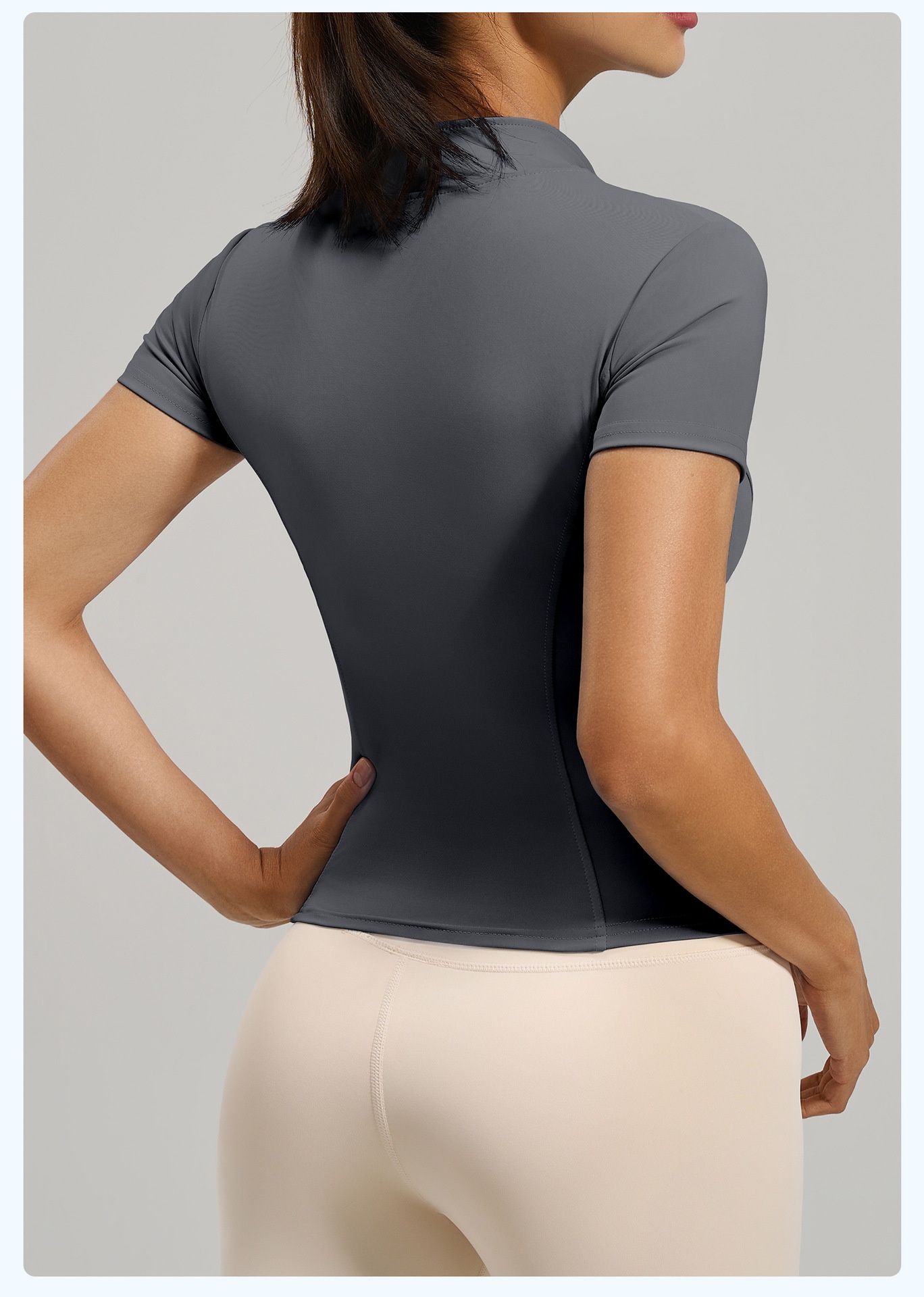 ActiveGo ActiveGo Juyitang Nuova giacca sportiva da corsa casual slim fit con cerniera completa e colletto rialzato per yoga e fitness a maniche corte_voghion.com