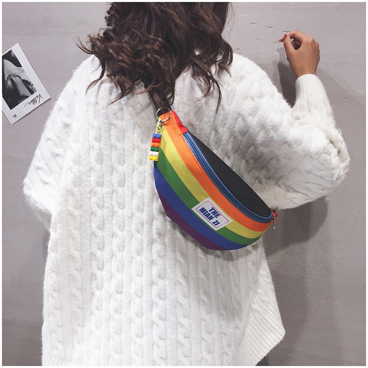 001 2023 New Trendy Casual Women's Chest Rainbow Artistic Fashion Waist Cute Girl Shoulder Bag_voghion.com