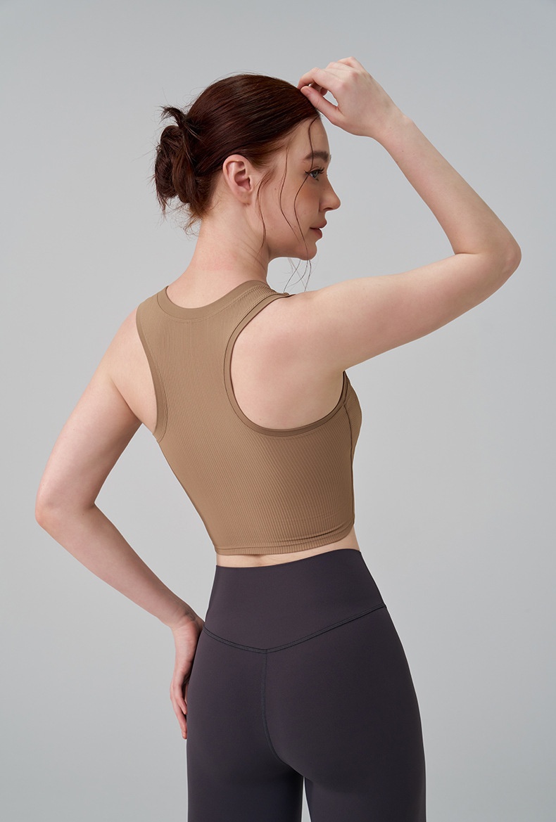 ActiveGo One-piece Padded Shock-absorbing Yoga Vest Fixed Cup Sports Running Outdoor Beauty Back Fitness Bra For Women_voghion.com