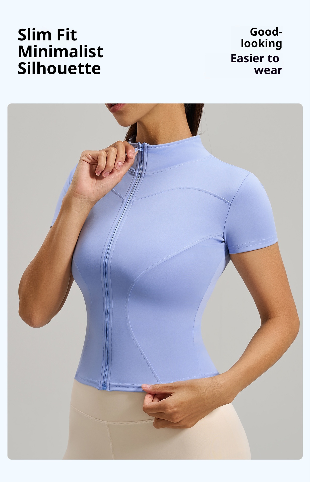 ActiveGo ActiveGo Juyitang Nuova giacca sportiva da corsa casual slim fit con cerniera completa e colletto rialzato per yoga e fitness a maniche corte_voghion.com