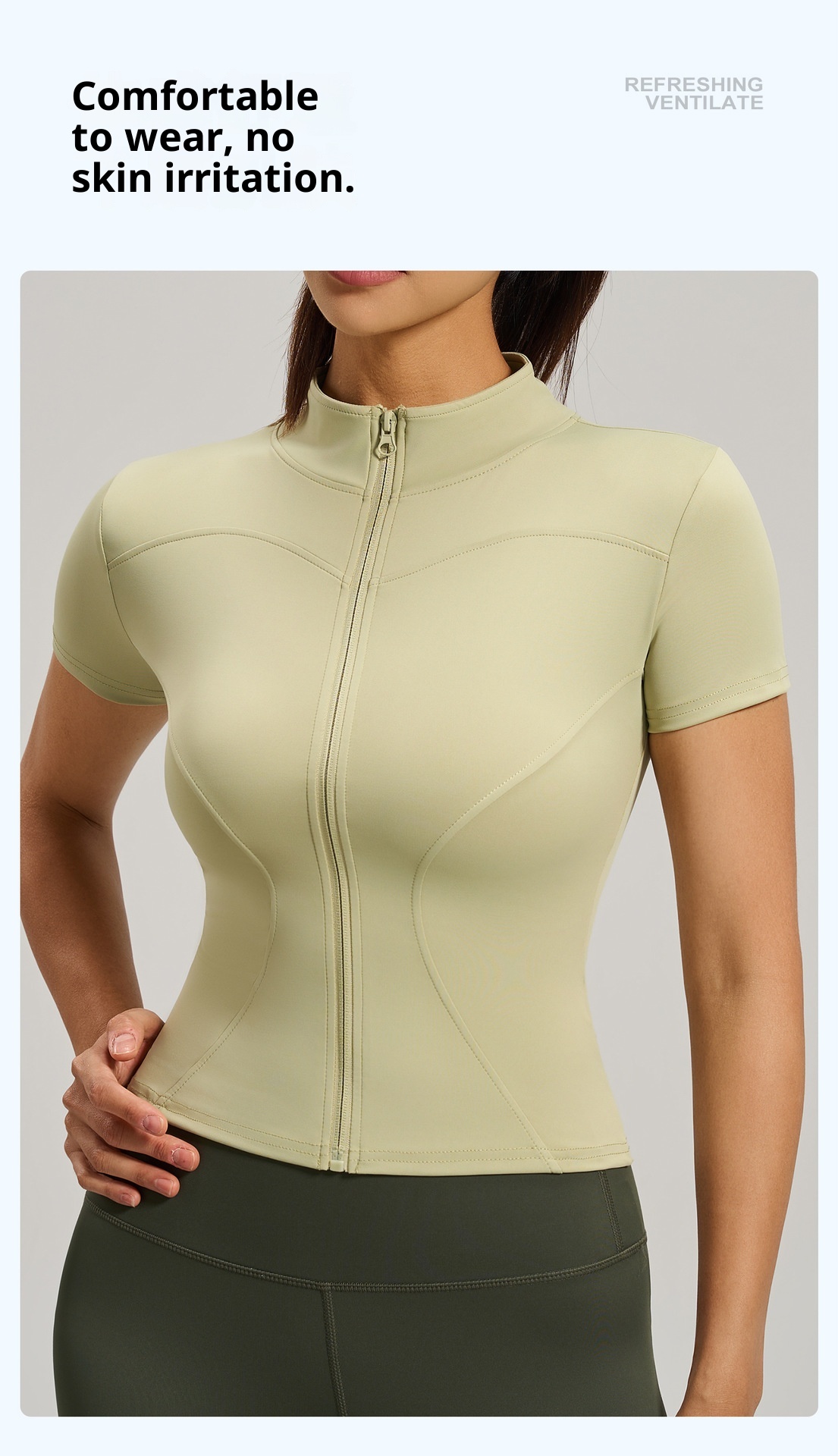 ActiveGo ActiveGo Juyitang Nuova giacca sportiva da corsa casual slim fit con cerniera completa e colletto rialzato per yoga e fitness a maniche corte_voghion.com