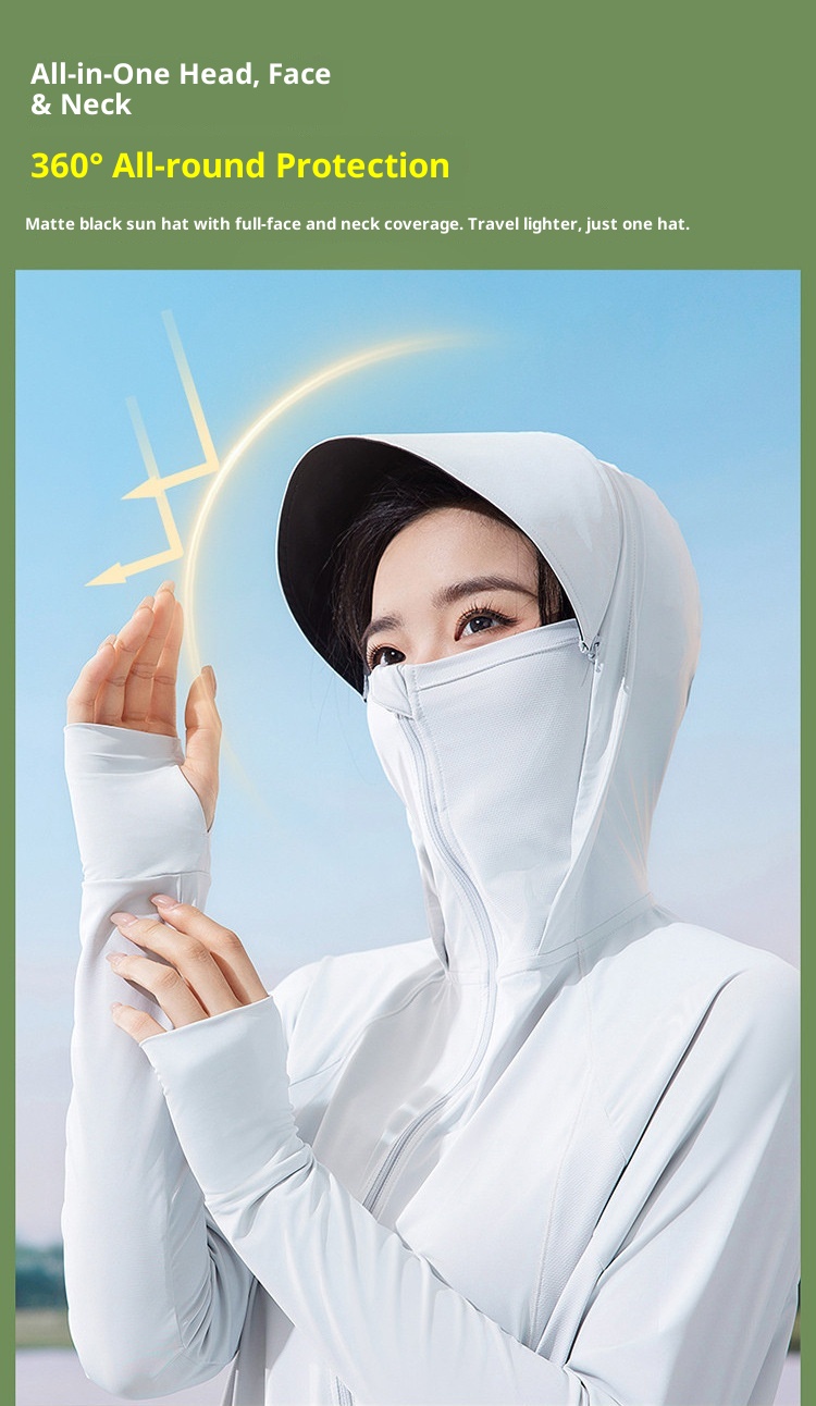 ActiveGo ActiveGo Nuovo abbigliamento outdoor da donna, giacca lunga con protezione solare UV in seta ghiacciata, cappotto estivo sottile con protezione solare per donna_voghion.com