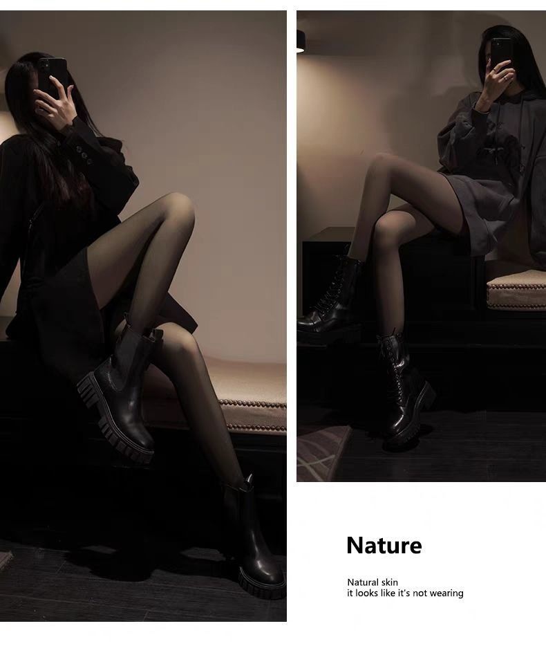 Leggings ActiveGo da donna, stile autunnale e invernale, artefatto a gamba nuda, sexy in seta nera foderata in pile, modello da assistente di volo ispessito_voghion.com