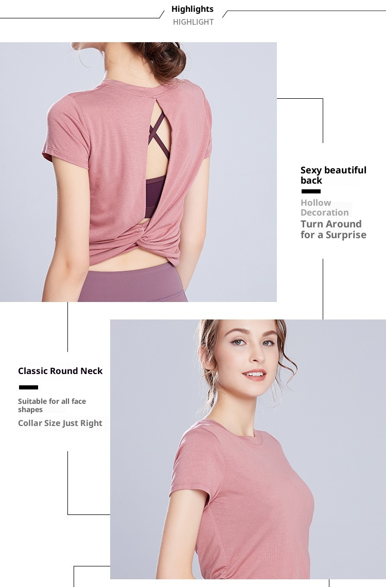 ActiveGo Sring Cover-U Short Sleeve Quick-Dry Shirt Wear T-Shirt For Women Euroean And American Fitness Yoga Outdoor Sorts_voghion.com