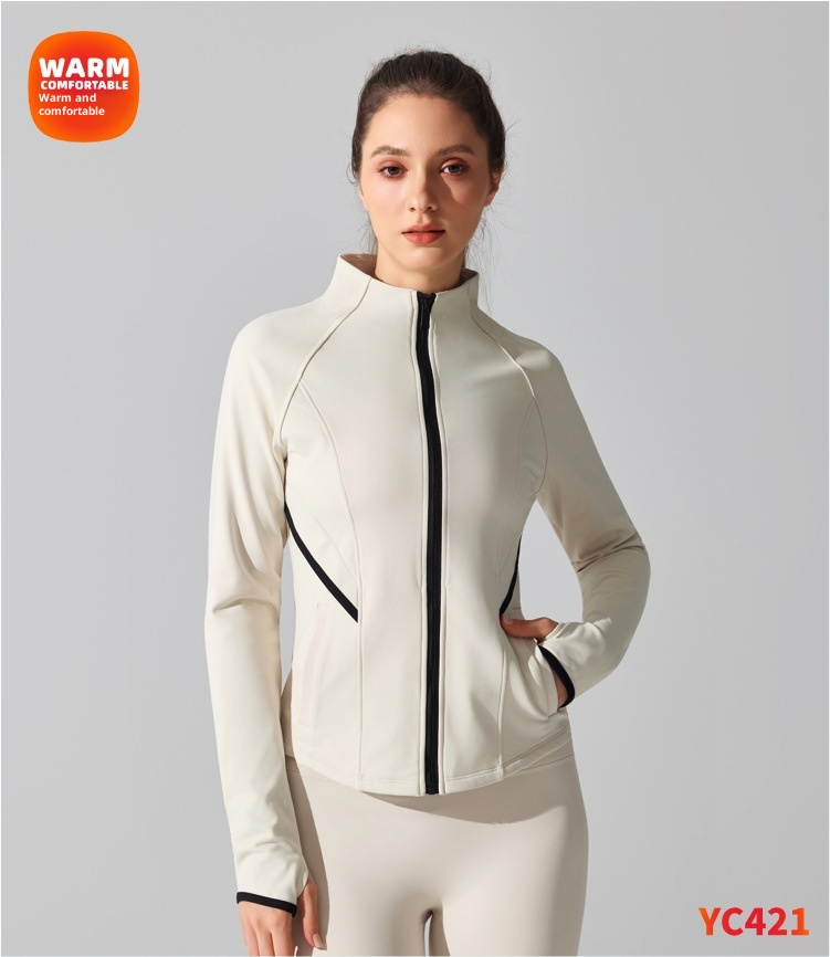 ActiveGo Cross-Border Barely-There Skin-Friendly Fleece Warm Yoga Jacket Autumn Winter Outdoor Running Workout Sports Fitness_voghion.com