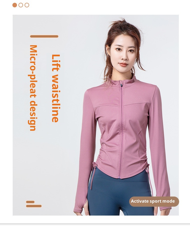 ActiveGo Yoga Jacket Top Dames Elastische Ritssluiting Outdoor Lange Mouw Fitnesskleding Kan Buiten Worden Gedragen Strak En Geruit_voghion.com
