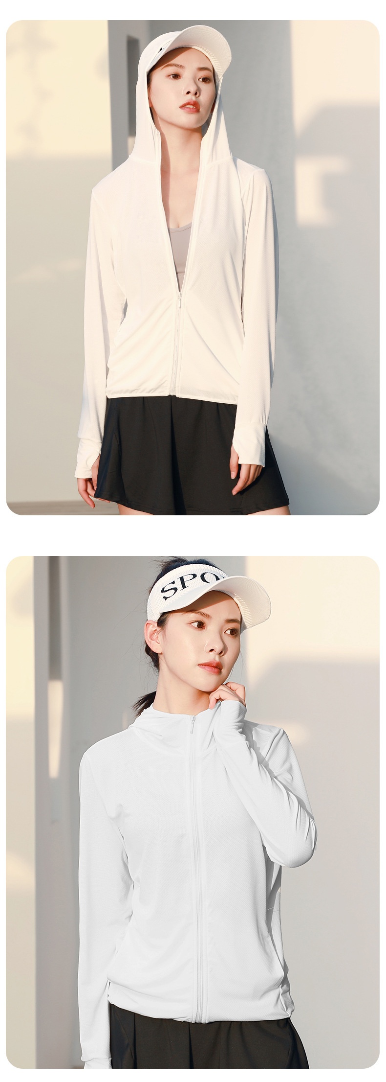 ActiveGo ActiveGo Juyitang Nuova giacca con cappuccio sottile per abbigliamento da donna all'aperto, manica lunga, in jacquard, traspirante, con protezione solare_voghion.com