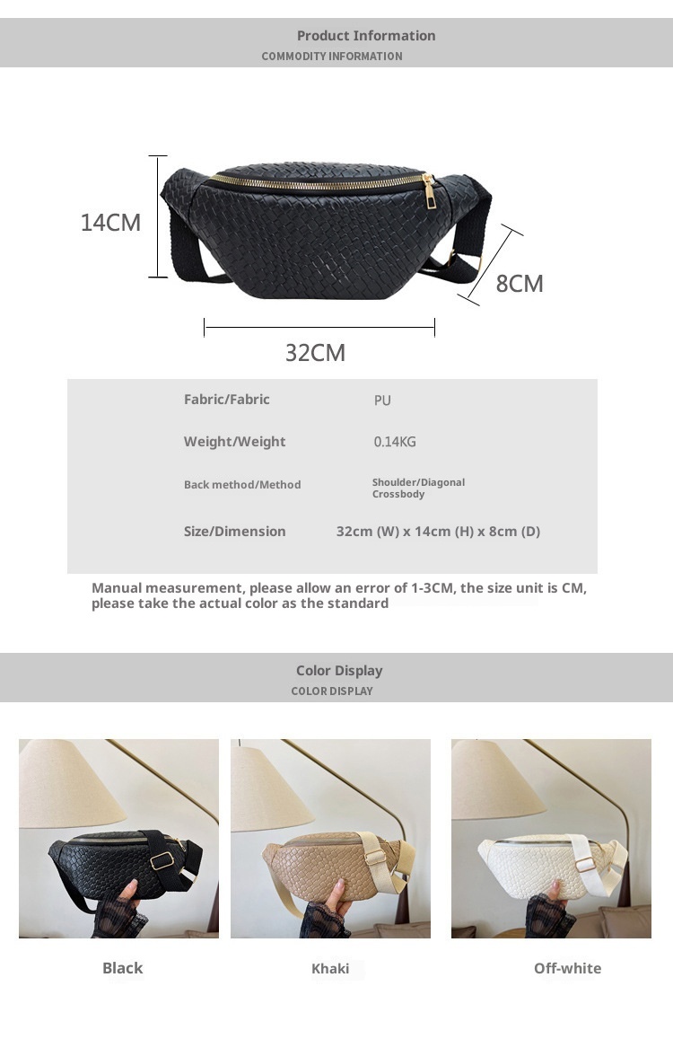 001 2024 New Retro PU Woven Waist Trendy Versatile Single Shoulder Crossbody Women's Chest Bag_voghion.com