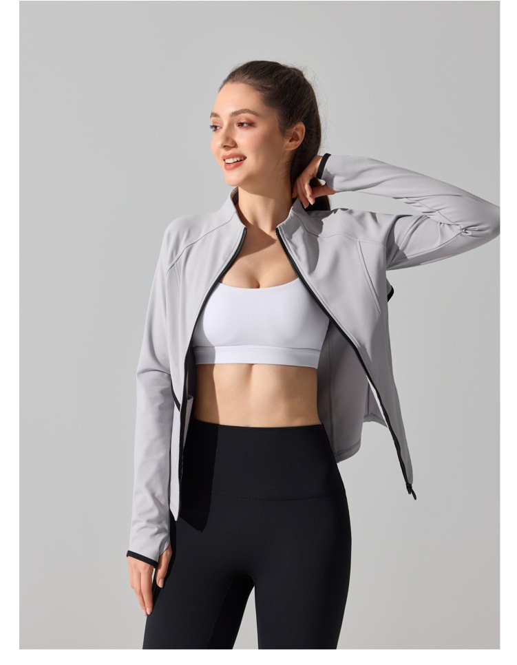 ActiveGo Cross-Border Barely-There Skin-Friendly Fleece Warm Yoga Jacket Autumn Winter Outdoor Running Workout Sports Fitness_voghion.com