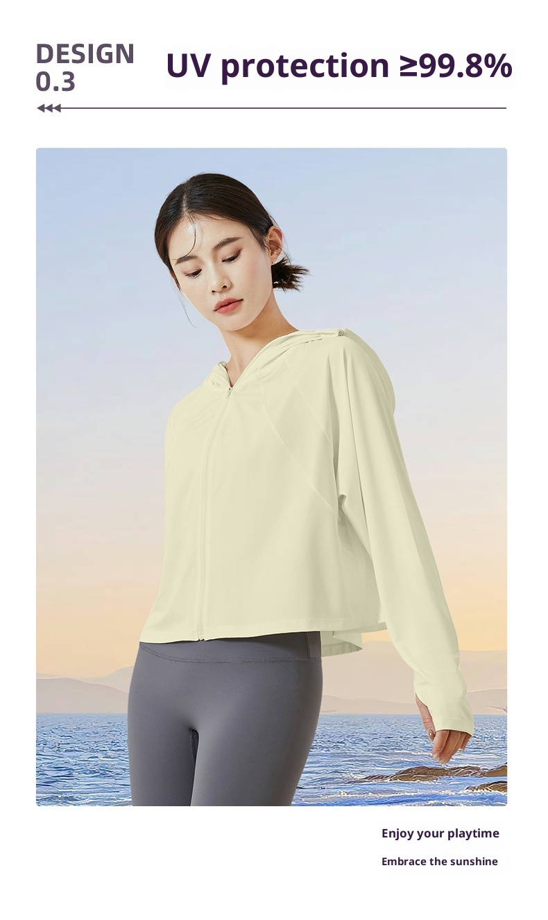 Giacca protettiva estiva a maniche lunghe in seta ghiacciata ActiveGo ActiveGo, abbigliamento protettivo dal sole per esterni da donna_voghion.com