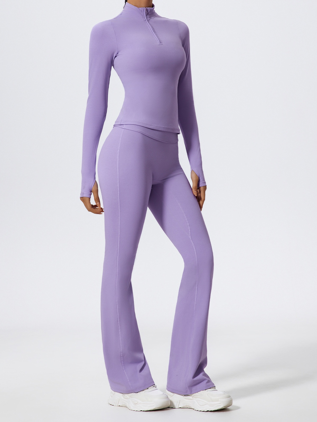 ActiveGo ActiveGo Xijia Cross-Border Set da yoga a maniche lunghe slim fit con mezza zip, abbigliamento sportivo da corsa all'aperto_voghion.com