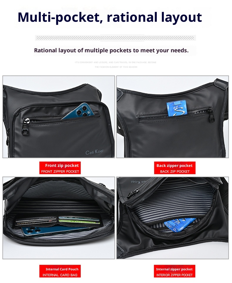 001 Crossbody For Men New Fashionable Simple Casual Shoulder Korean Style Trendy Textured Large Capacity Chest Bag_voghion.com