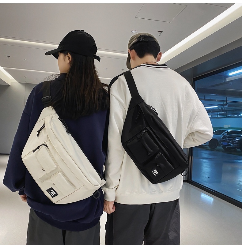 001 Crossbody For Men And Women, Student Simple Sports Large Capacity Chest Bag, Solid Color Casual Work Compartment_voghion.com
