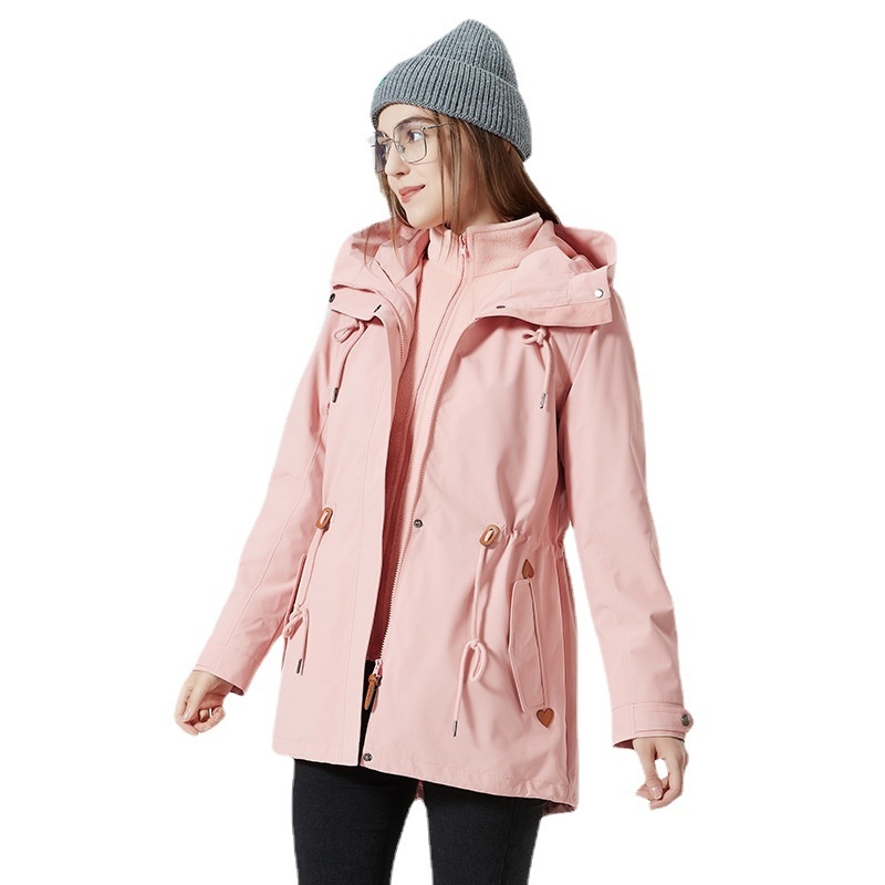 Giacca impermeabile antivento trench di media lunghezza da donna ActiveGo, modello invernale 3 in 1, molto venduta oltre confine_voghion.com
