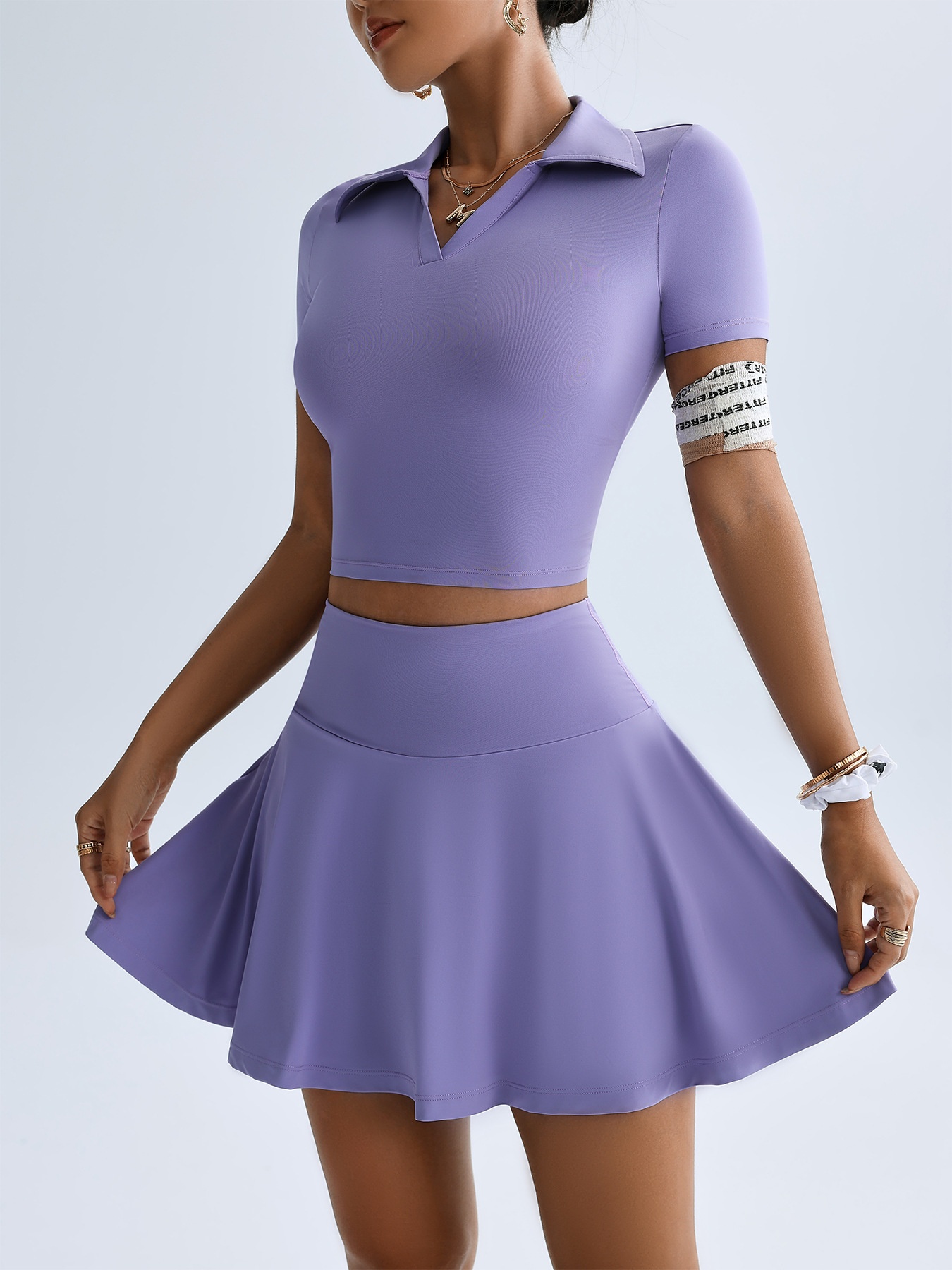 ActiveGo Summer Sports Outdoor Two-Piece Yoga Outfit Women With Pocket Short Skirt Set For Golf And Tennis_voghion.com