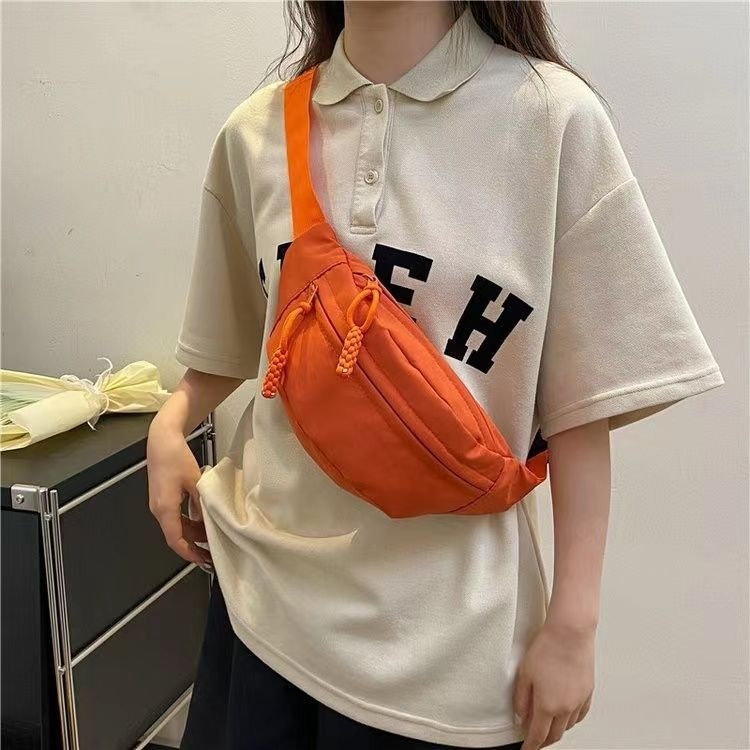 001 INS Crossbody Vintage Chest Solid Color Small Versatile Girl Student Shoulder Women Waist Bag Ladies Niche_voghion.com