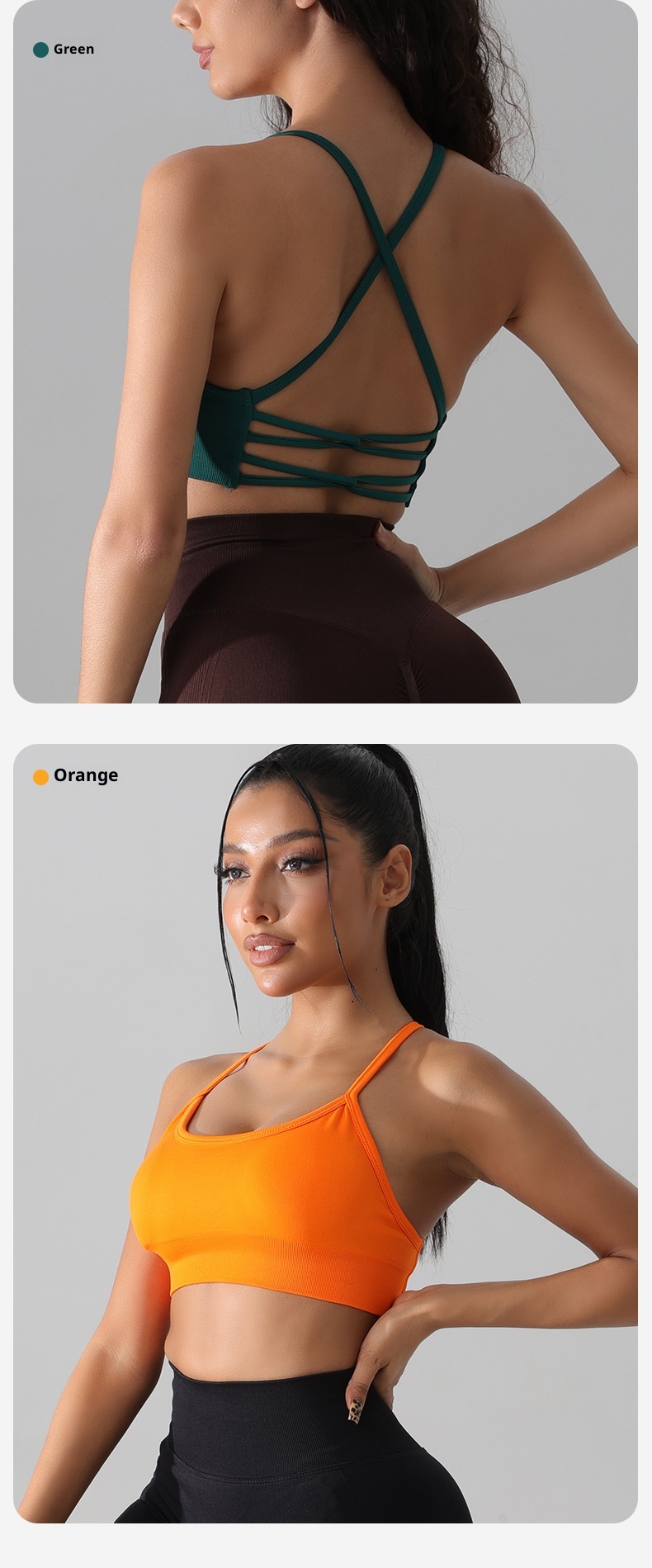 Débardeur court de yoga ActiveGo pour femme, séchage rapide, soutien-gorge dos croisé, sous-vêtements de sport pour la course à pied et le fitness en extérieur (vente en gros)_voghion.com