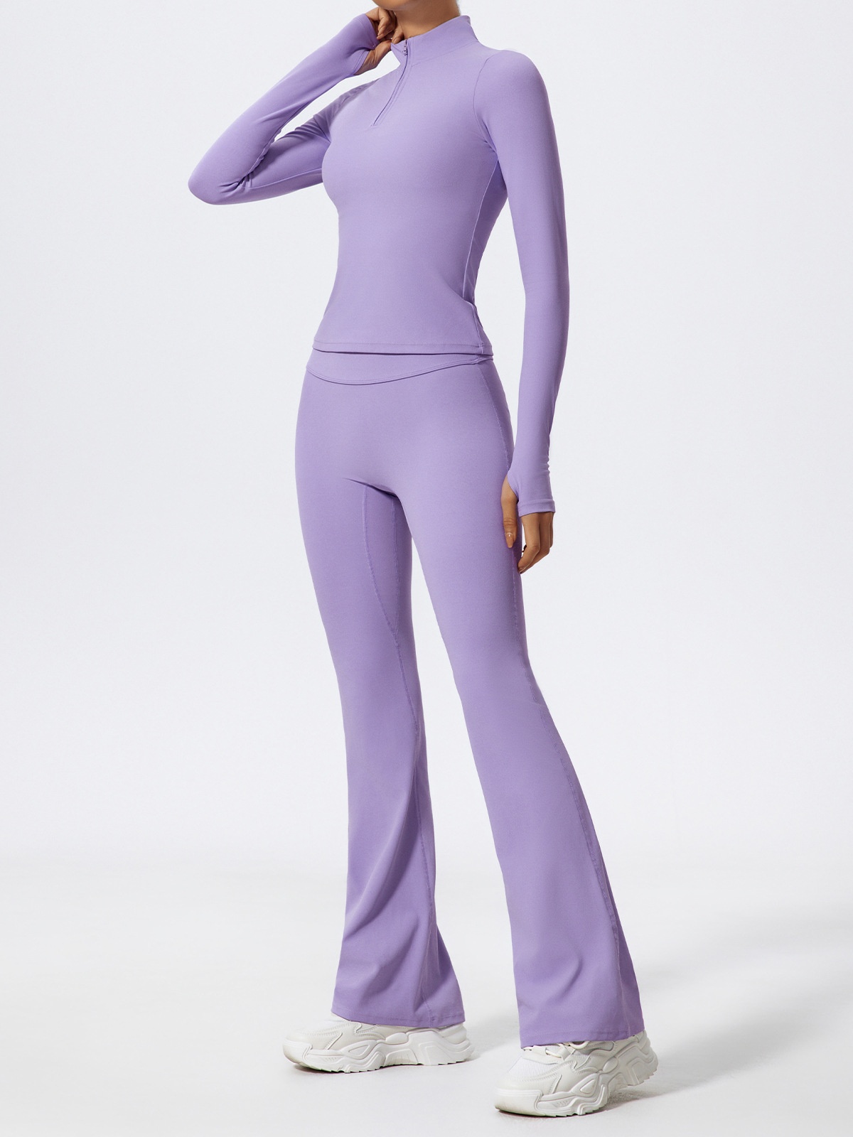 ActiveGo ActiveGo Xijia Cross-Border Set da yoga a maniche lunghe slim fit con mezza zip, abbigliamento sportivo da corsa all'aperto_voghion.com