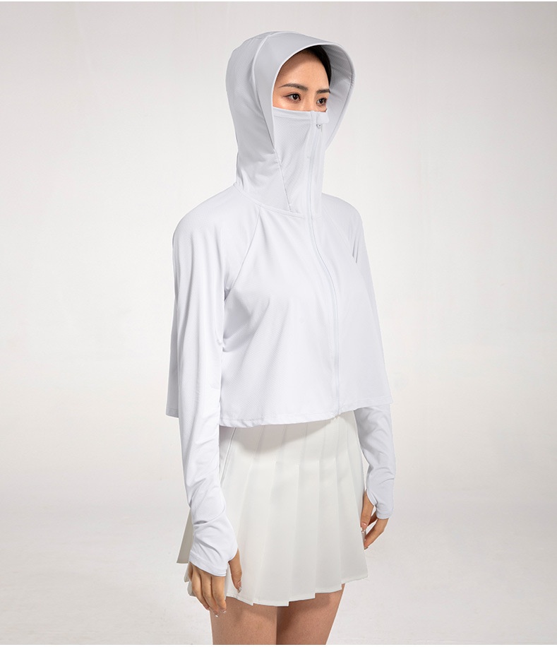 Abbigliamento estivo ActiveGo per donna, giacca corta traspirante con cappuccio isolante, protezione solare UPF50+ UV per esterni_voghion.com