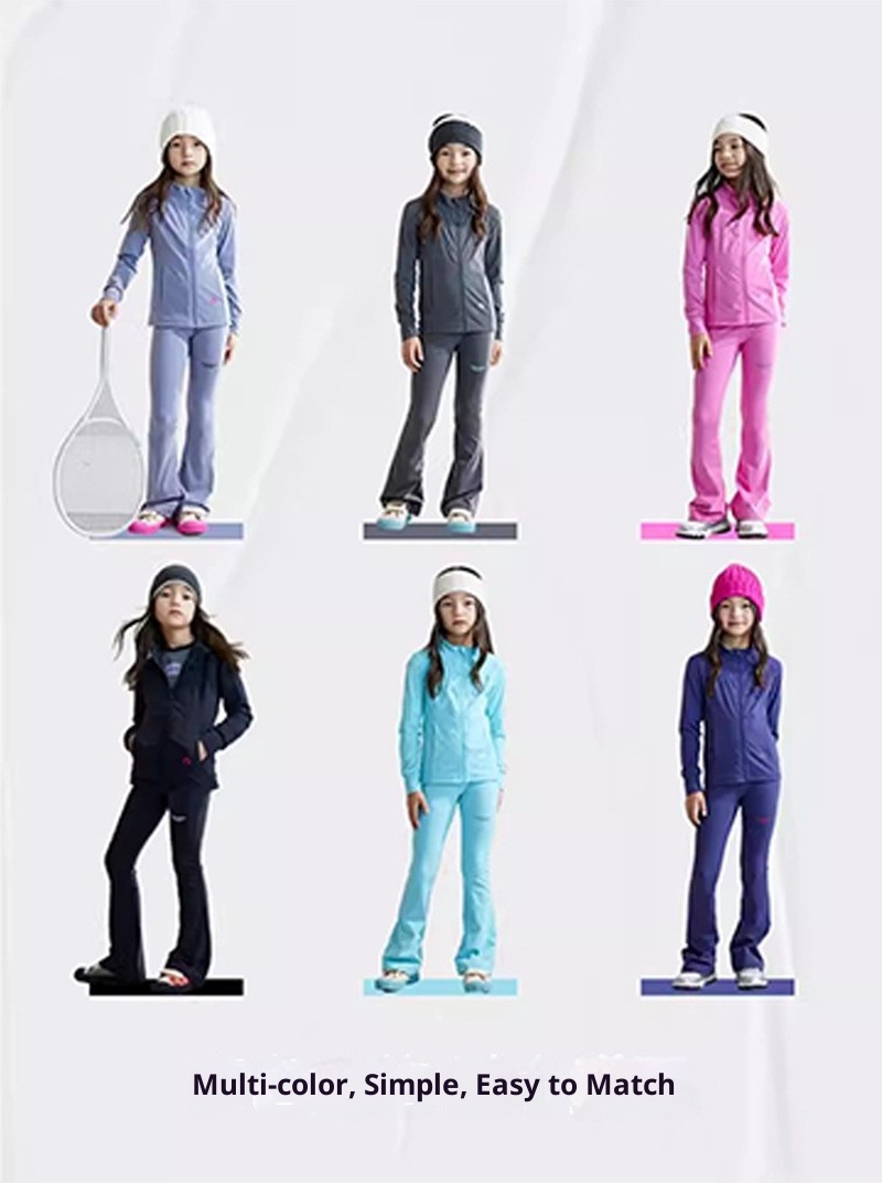 ActiveGo ActiveGo Europese en Amerikaanse UV-bescherming Ademende effen kleur Kinderyogaset Hardloopsport Buiten Lange mouwen Jas_voghion.com