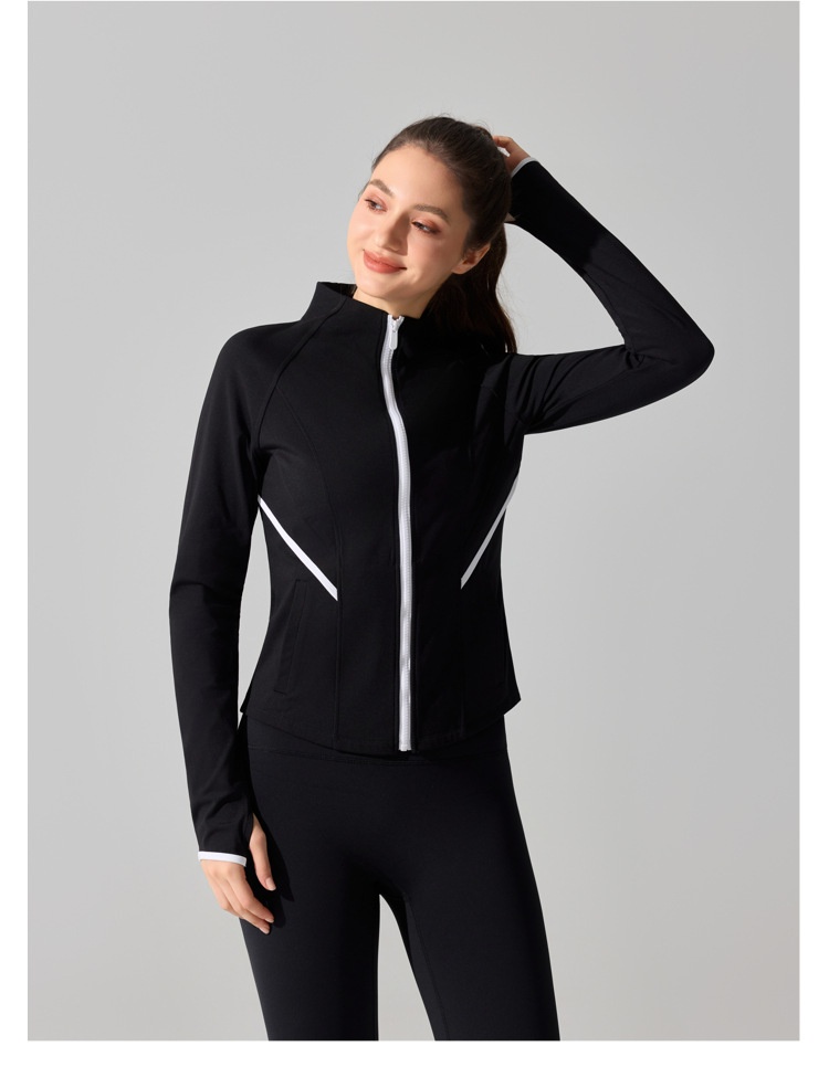 ActiveGo ActiveGo Fleece Warme Yogajacke Herbst Winter Outdoor Laufen Fitness Top Sport Cardigan Stehkragen Reißverschluss Langarm Damen_voghion.com