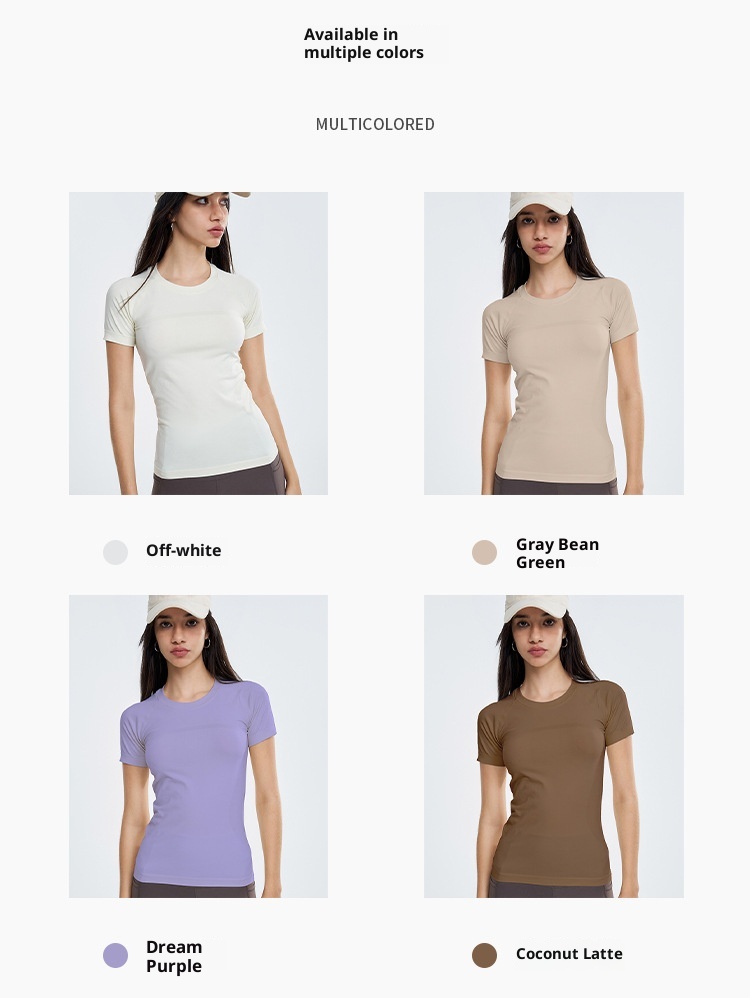 ActiveGo Seamless Bare Sensation Yoga Top Short Sleeve Sports Women T-Shirt Cover-Up Outdoor Tennis Shirt Breathable Quick-Dry_voghion.com