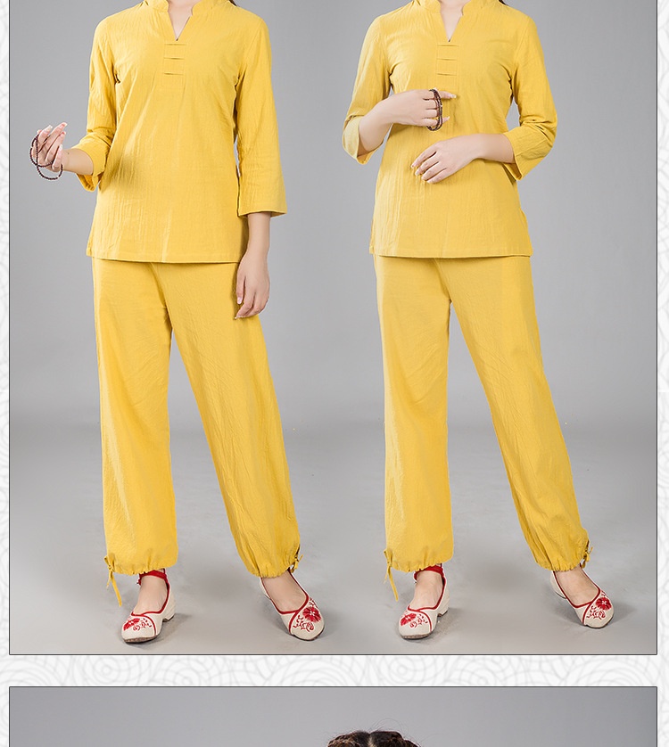 ActiveGo ActiveGo 8808 New Outdoor Sports Cotton And Linen Yoa Clothin For Practitioners, Meditation, Tai Chi Set, One-Piece_voghion.com