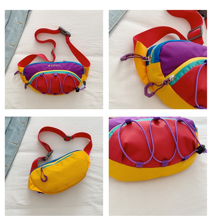 001 Foreign Trade Patchwork Color-Block Women's Chest Lightweight Outdoor Sports Cycling Phone Waist Dopamine Trendy_voghion.com