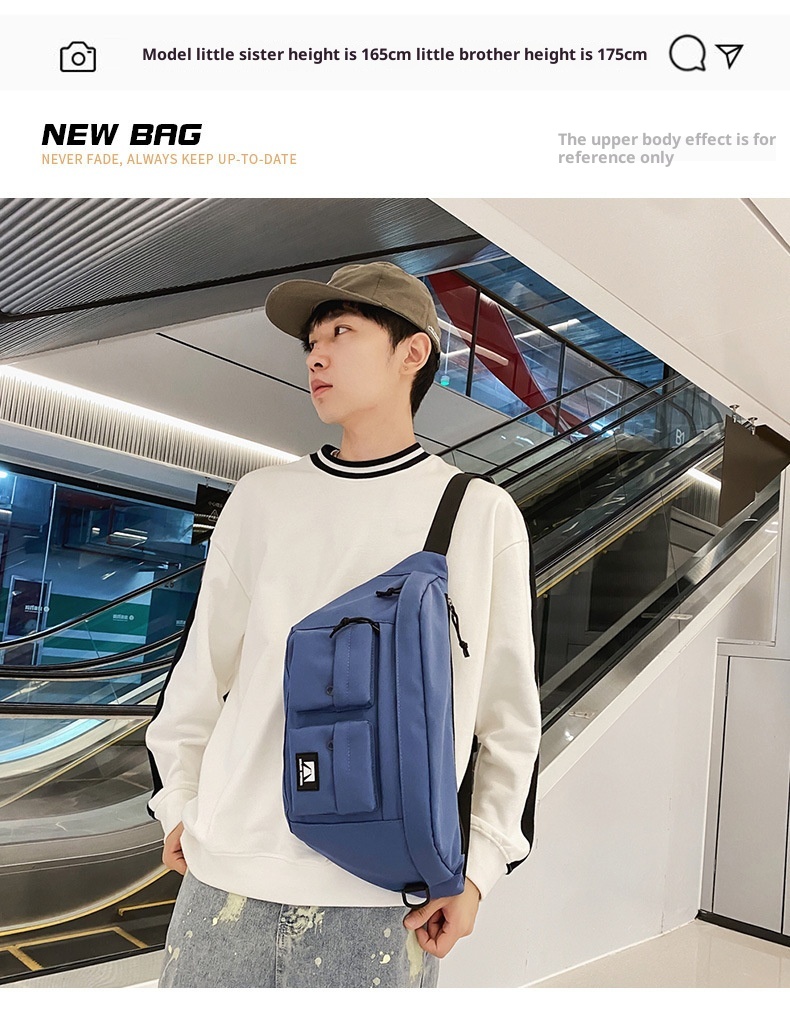 001 Crossbody For Men And Women, Student Simple Sports Large Capacity Chest Bag, Solid Color Casual Work Compartment_voghion.com