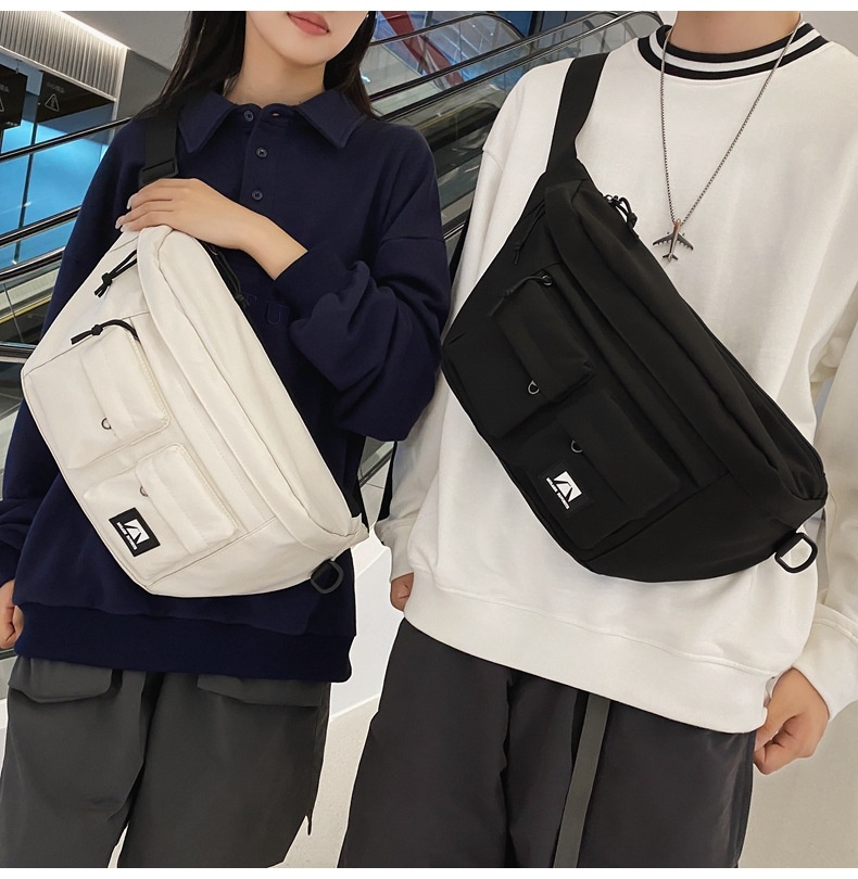 001 Crossbody For Men And Women, Student Simple Sports Large Capacity Chest Bag, Solid Color Casual Work Compartment_voghion.com