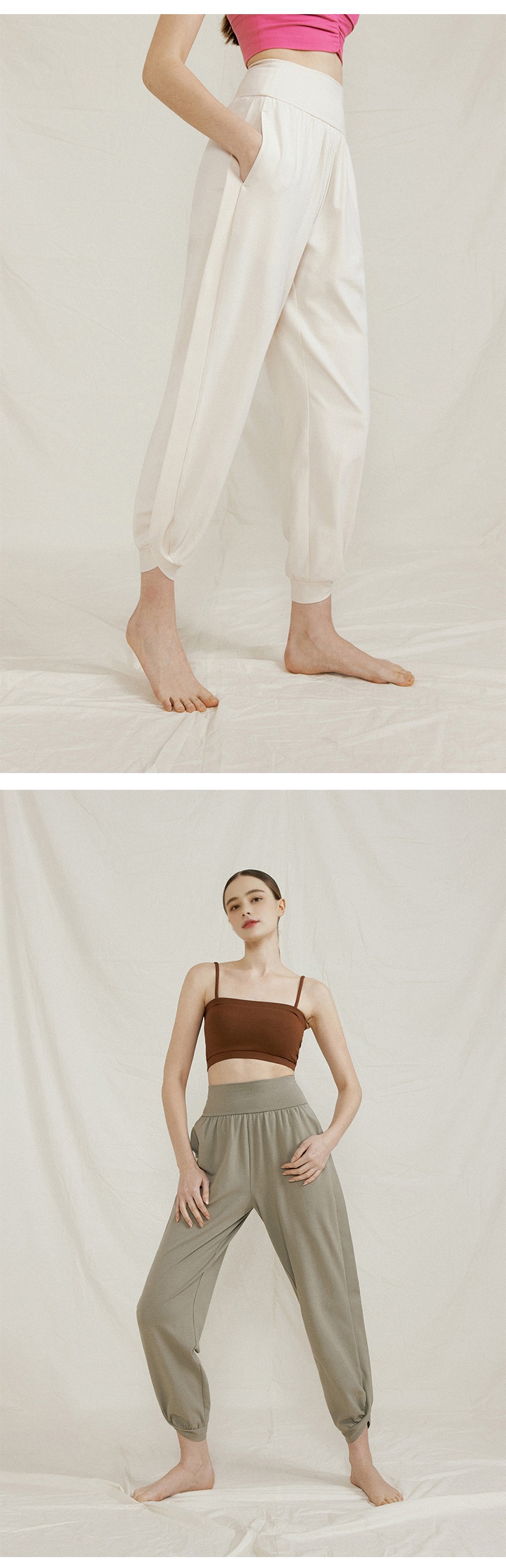 Pantaloni da jogging larghi a nove punti, comodi e semplici, da indossare all'aperto, per yoga, nuovi pantaloni da donna ActiveGo Spring a vita alta_voghion.com