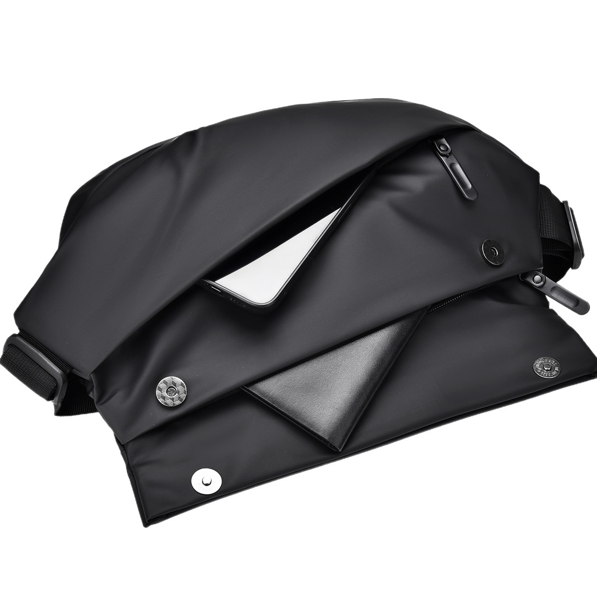 001 Waterproof Trendy Multi-layer Men's Motorcycle Crossbody Hot-selling Chest Multi-functional Magnetic Buckle_voghion.com