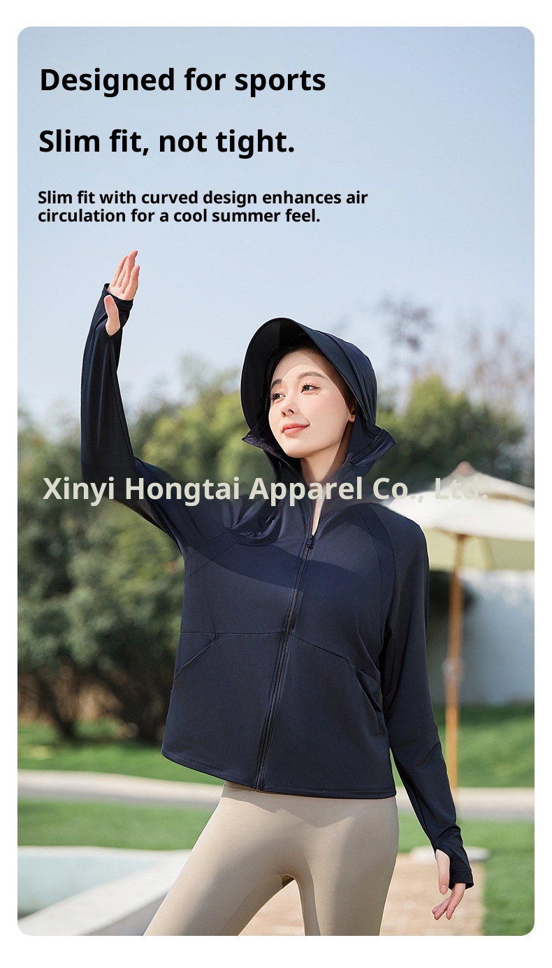 ActiveGo ActiveGo 25 Vêtements de soleil pour femmes Veste coupe-vent légère en soie glacée, protection UV, idéale pour le cyclisme et le sport, respirante_voghion.com