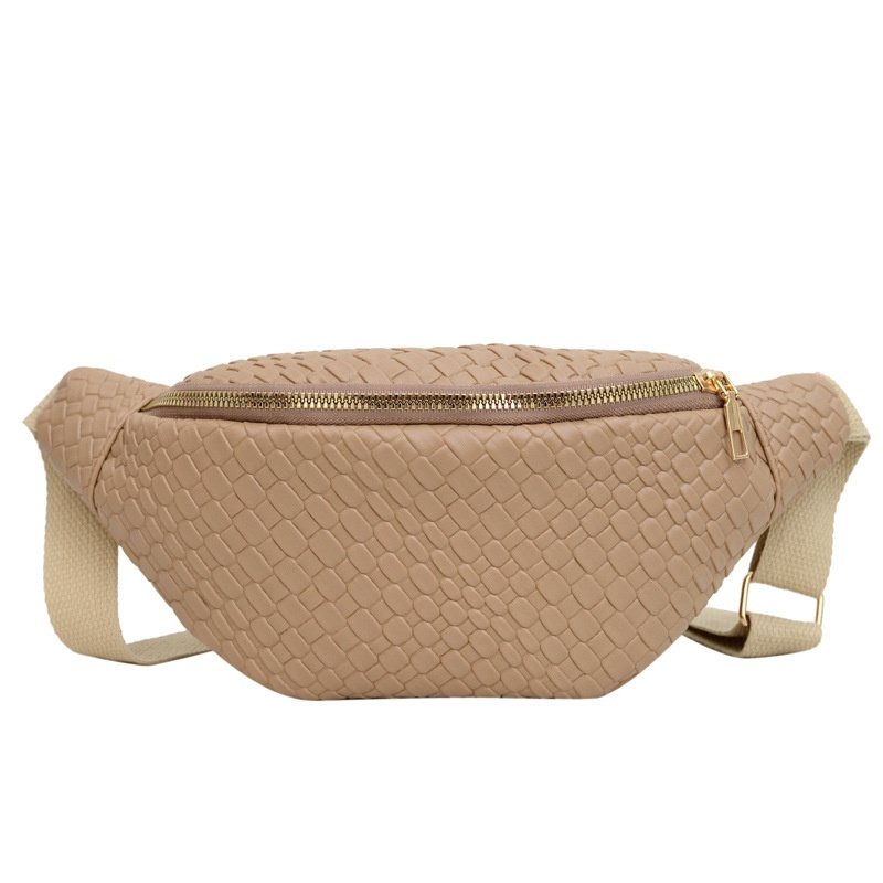 001 2024 New Retro PU Woven Waist Trendy Versatile Single Shoulder Crossbody Women's Chest Bag_voghion.com