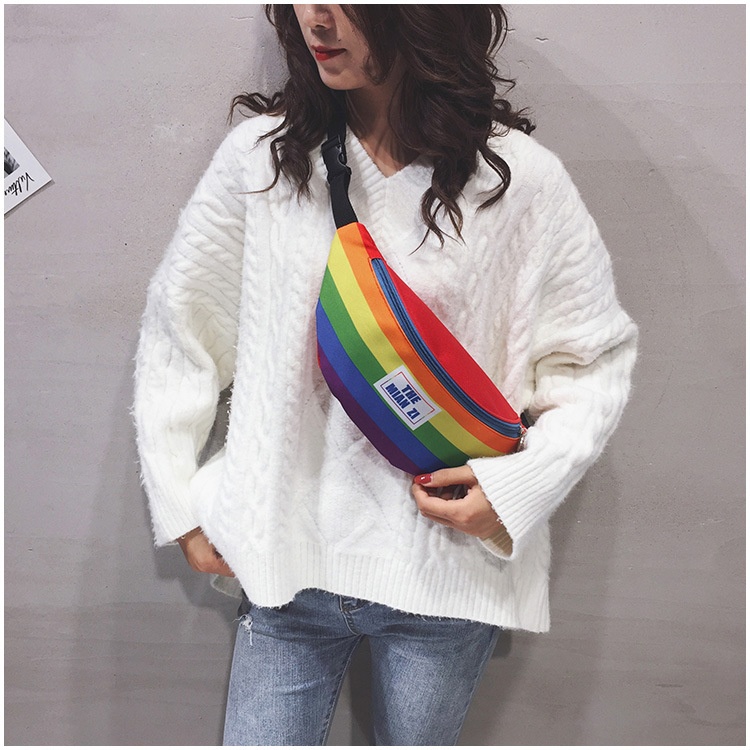 001 2023 New Trendy Casual Women's Chest Rainbow Artistic Fashion Waist Cute Girl Shoulder Bag_voghion.com